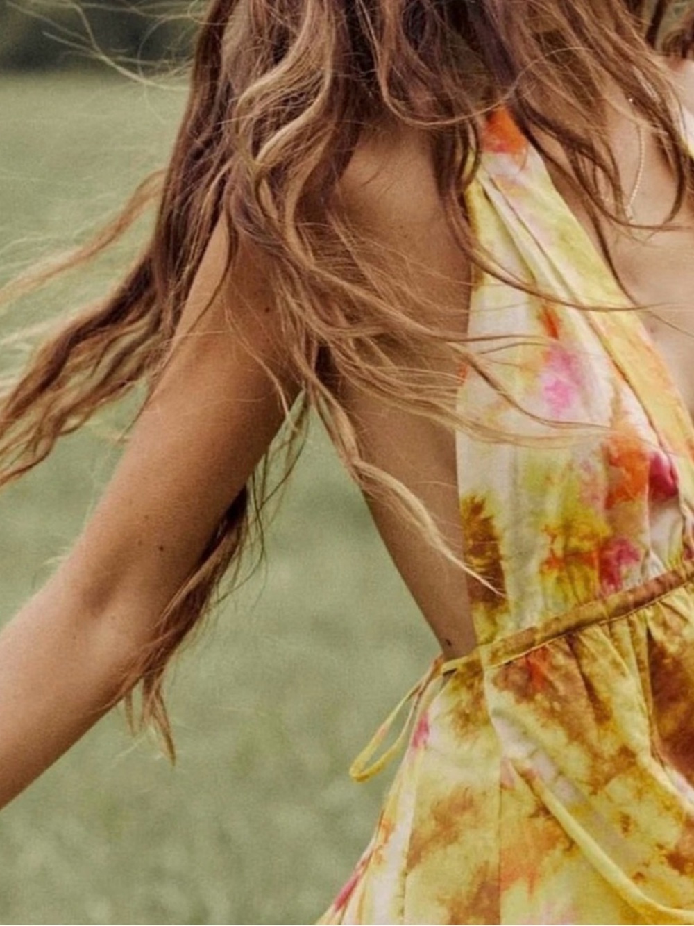 Zara Yellow and Orange Tie-Dye Halter Romper - Picture 5 of 7